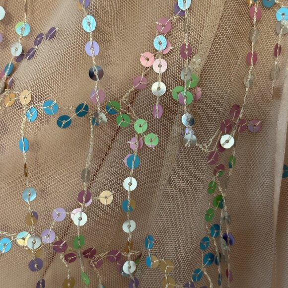 Mini party dress, beige/pink with coloful with sequin - Picture 3 of 6